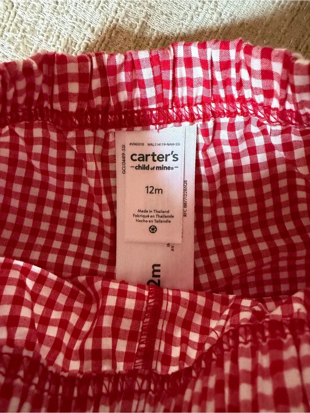 Carter's Child of Mine Girl Patriotic Americana gingham set 12 m
